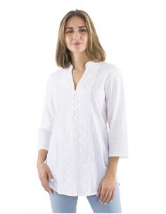 Blusa algodon bordado blanco mangas 3/4 2
