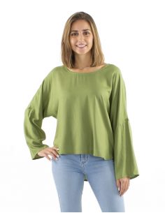 Blusa viscosa lisa mangas mariposa