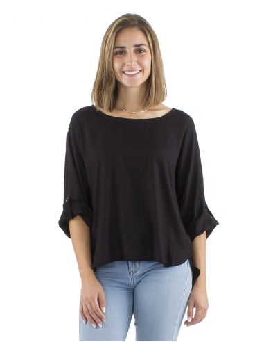 Blusa viscosa lisa mangas mariposa