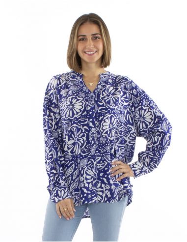 Blusa viscosa con botones mangas largas Magnolia