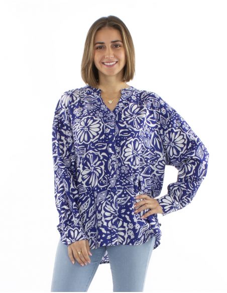 Blusa viscosa con botones mangas largas Magnolia