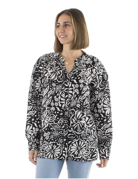 Blusa viscosa con botones mangas largas Magnolia