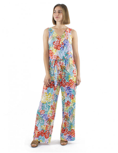 Mono malla 96% poliester 4% elastano sin mangas estampado paraiso