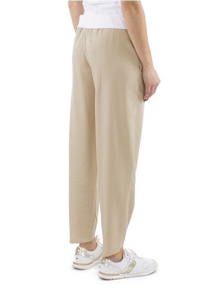 Pantalon 54% lino 46% viscosa 2 bolsillos cintura elastica