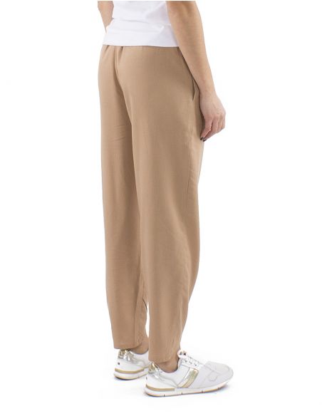 Pantalon 54% lino 46% viscosa 2 bolsillos cintura elastica