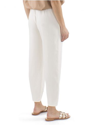 Pantalon 54% lino 46% viscosa 2 bolsillos cintura elastica