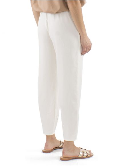 Pantalon 54% lino 46% viscosa 2 bolsillos cintura elastica