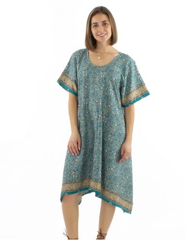 Vestido poliester mangas cortas sari