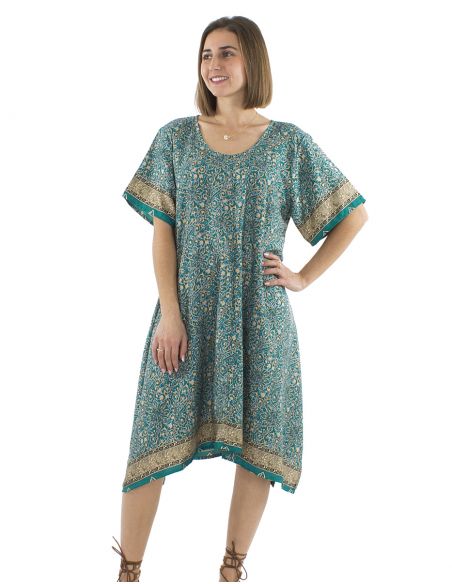 Vestido poliester mangas cortas sari