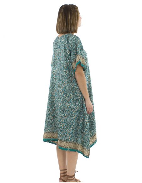 Vestido poliester mangas cortas sari