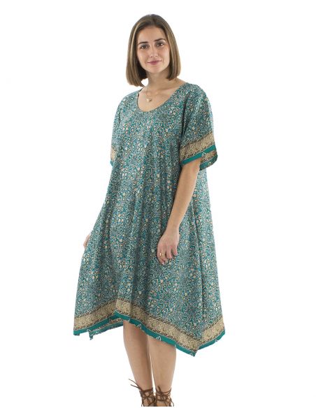 Vestido poliester mangas cortas sari