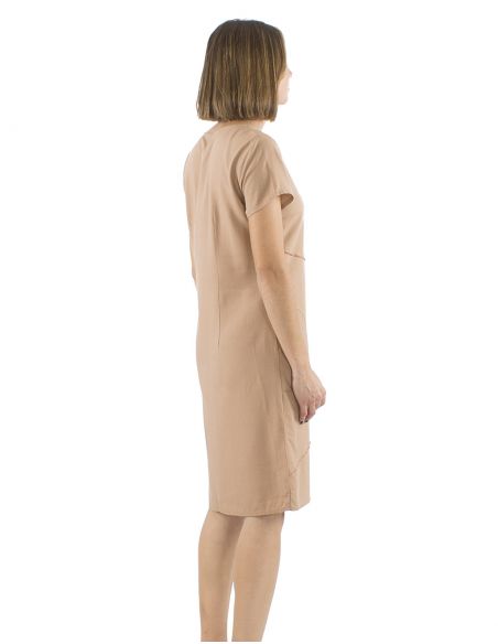 Vestido 54% lino46% viscosa cuello v mangas cortas