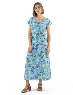 Vestido largo viscosa mangas cortas estampado estambul 2