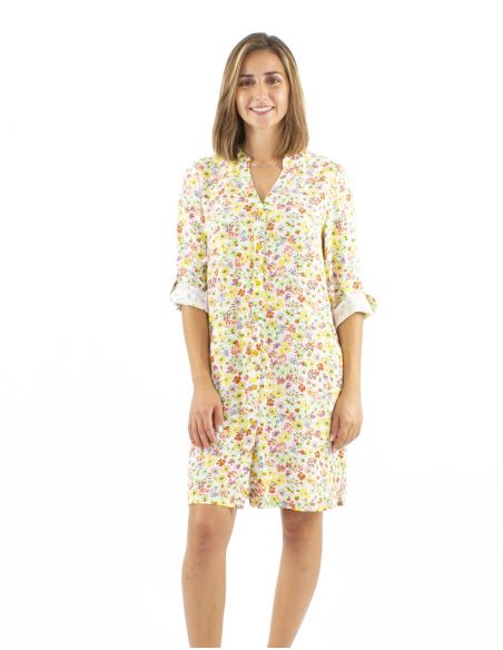 Vestido tunica viscosa manche 3/4 estampado Pretty