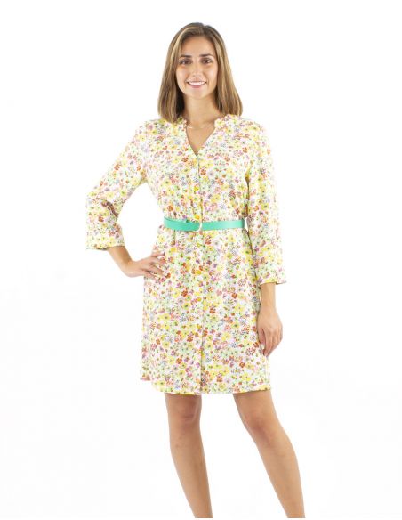 Vestido tunica viscosa manche 3/4 estampado Pretty