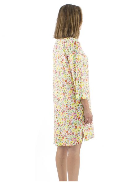 Vestido tunica viscosa manche 3/4 estampado Pretty