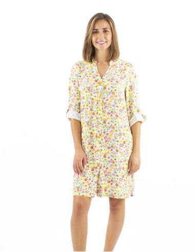 Vestido tunica viscosa manche 3/4 estampado Pretty