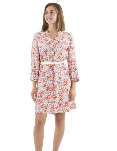 Vestido tunica viscosa manche 3/4 estampado Pretty