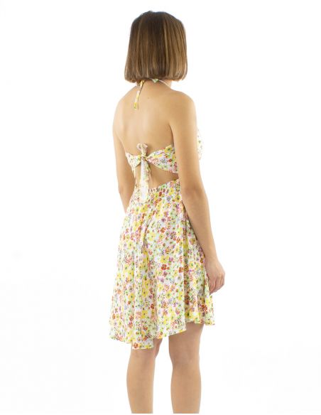 Mini vestido viscosa lazo espalda estampado Pretty