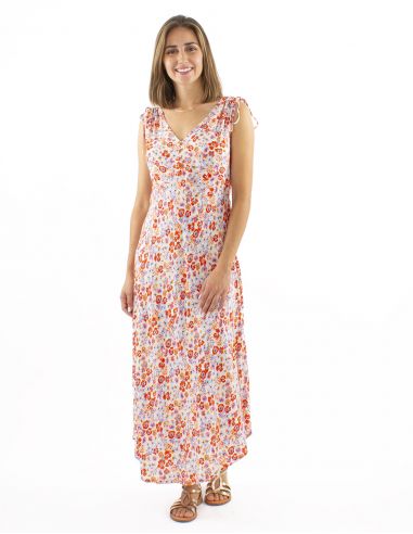 Vestido viscosa sin mangas 5 botones estampado Pretty