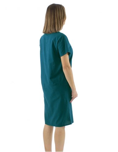 Vestido algodon liso mangas cortas bolsillos sw