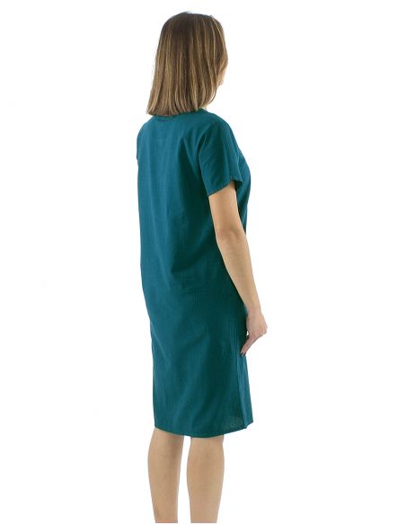 Vestido algodon liso mangas cortas bolsillos sw