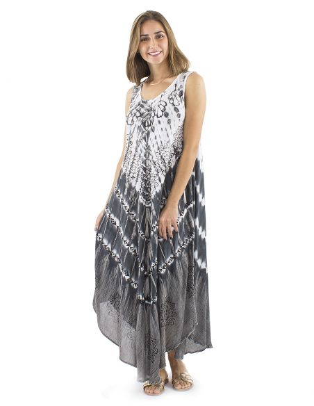 Vestido crepe viscosa tie and dye forma paraguas