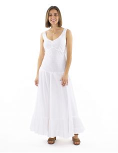 Vestido algodon blanco bordado princesa doblada