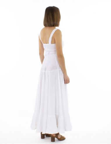 Vestido algodon blanco bordado princesa doblada
