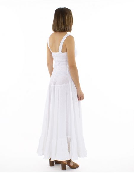 Vestido algodon blanco bordado princesa doblada