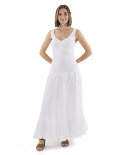 Vestido algodon blanco bordado princesa doblada 2