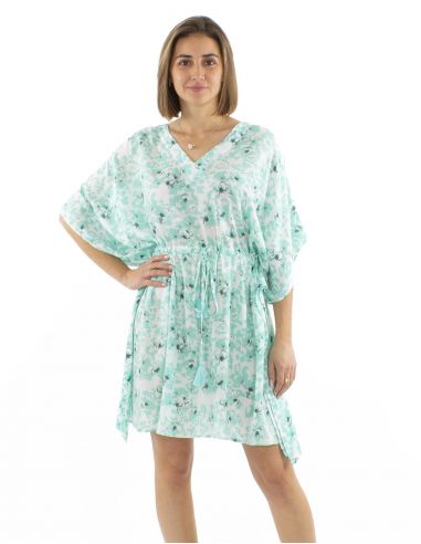 Vestido kaftan viscosa estampado Bali