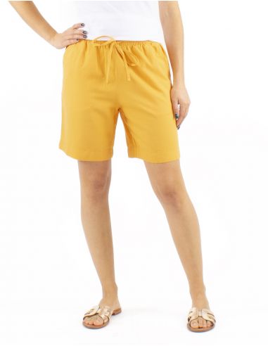 Pantalon corto 54% lino 46% viscosa cintura elastica