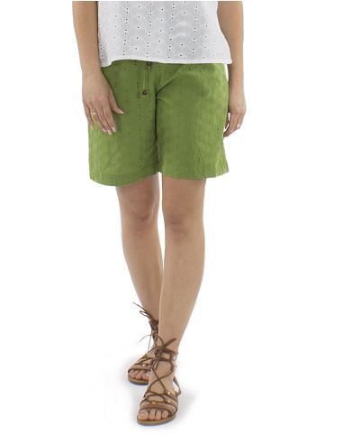 Pantalon corto algodon bordado liso cinturon elastico