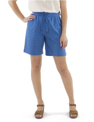 Pantalon corto algodon bordado liso cinturon elastico