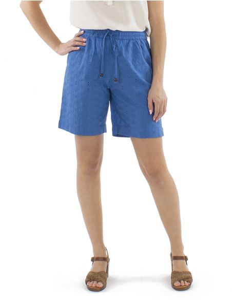 Pantalon corto algodon bordado liso cinturon elastico