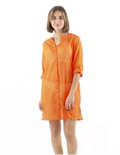 Tunica velo de algodon lisa playa mangas 3/4