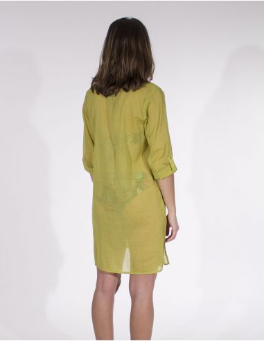 Tunica velo de algodon lisa playa mangas 3/4