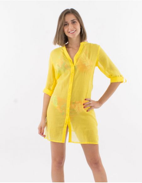 Tunica velo de algodon lisa playa mangas 3/4