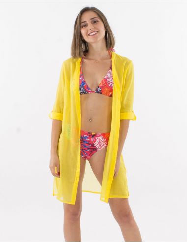 Tunica velo de algodon lisa playa mangas 3/4