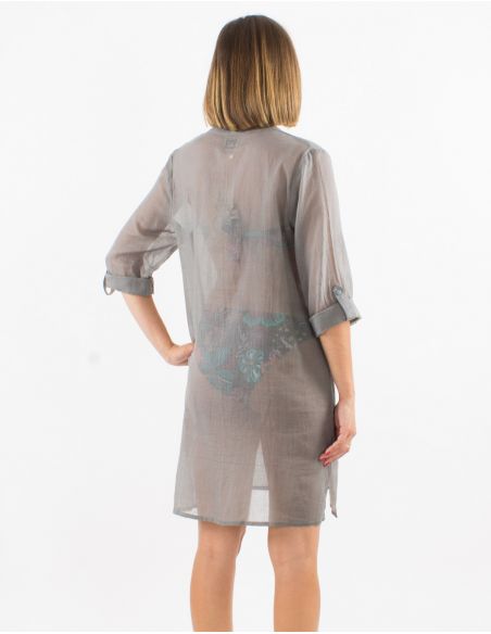 Tunica velo de algodon lisa playa mangas 3/4