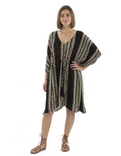 Tunica kaftan viscosa crepe blanco/negro 90cm 2