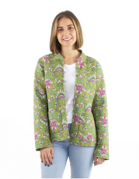 Chaqueta algodon acolchada reversible botones redondos