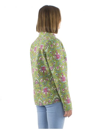 Chaqueta algodon acolchada reversible botones redondos