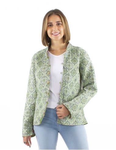 Chaqueta algodon acolchada reversible botones redondos