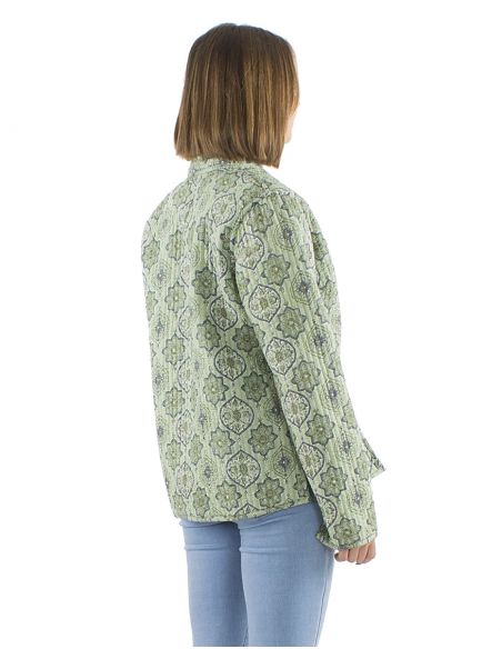 Chaqueta algodon acolchada reversible botones redondos