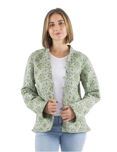 Chaqueta algodon acolchada reversible botones redondos