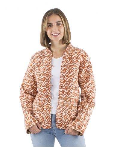 Chaqueta algodon reversible 2 estampados mangas largas