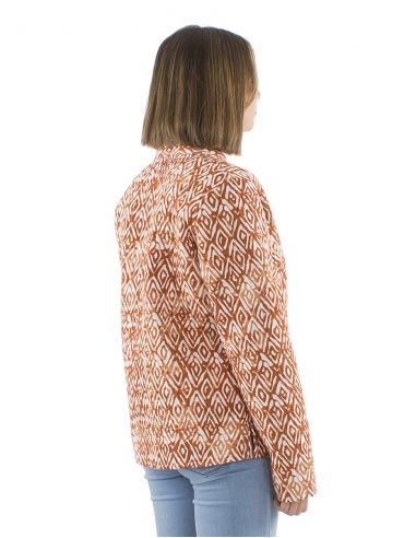 Chaqueta algodon reversible 2 estampados mangas largas