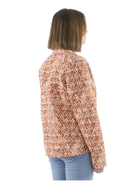 Chaqueta algodon reversible 2 estampados mangas largas